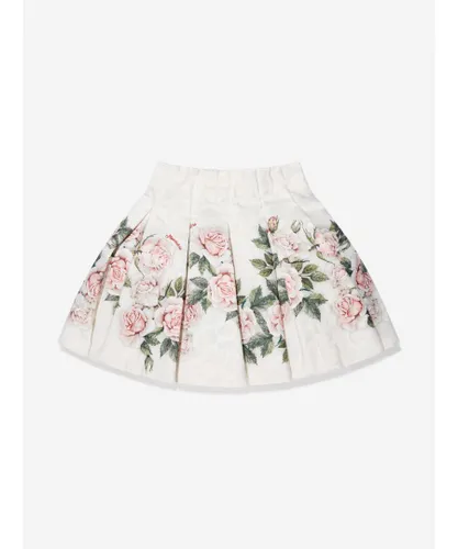 Monnalisa Girls Quilted Garden Rose Skirt - Beige