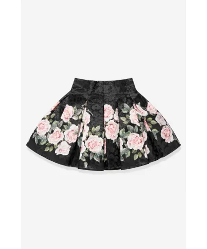 Monnalisa Girls Quilted Garden Rose Skirt - Black
