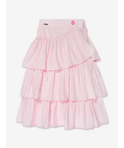 Monnalisa Girls Ruffled Long Skirt in Pink