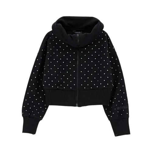Monnalisa , Glam Cropped Fleece Jacket for Teens ,Black female, Sizes: