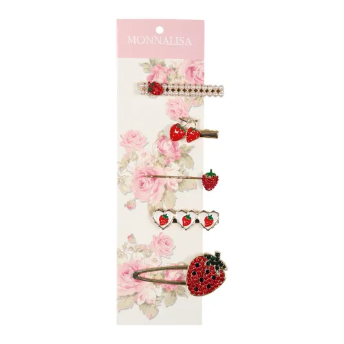 Monnalisa , Golden Strawberry Hair Clips ,Red female, Sizes: ONE
