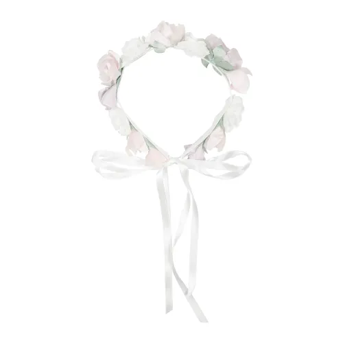 Monnalisa , Pink Cotton Hairband with Tulle Roses ,Pink unisex, Sizes: ONE