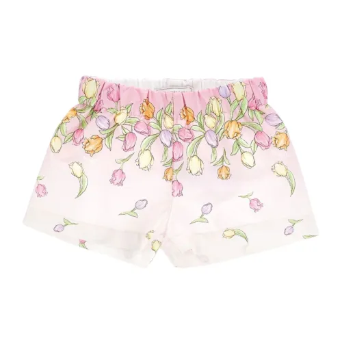 Monnalisa , Pink Rose Print Kids Shorts ,Pink female, Sizes: