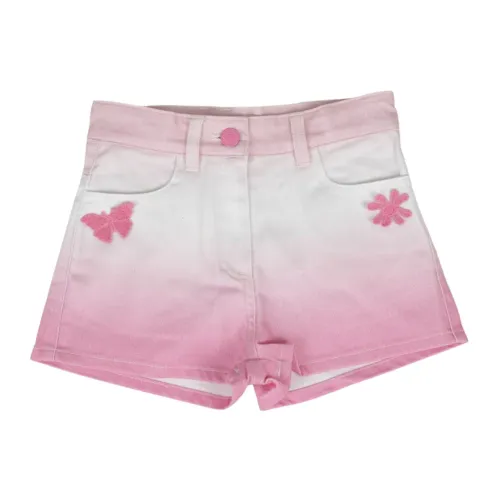 Monnalisa , Pink Shorts with Embossed Appliques ,Pink female, Sizes: