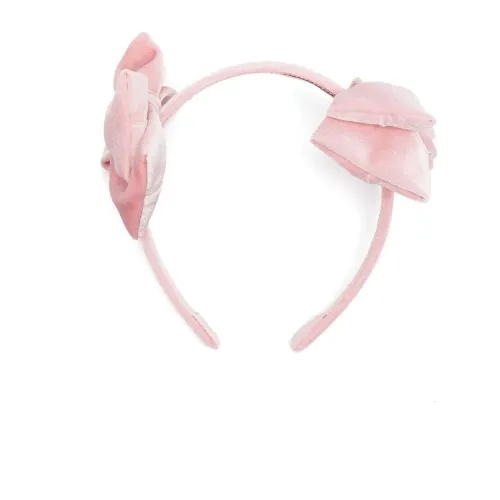 Monnalisa , Pink Velvet Bow Headband ,Pink female, Sizes: ONE