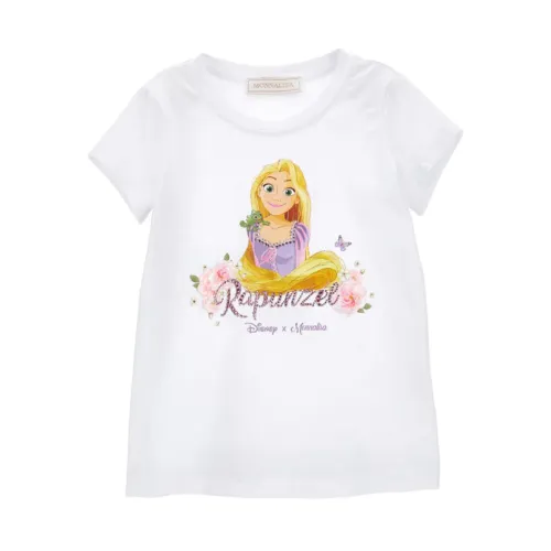 Monnalisa , Rapunzel Print T-Shirt ,White female, Sizes: