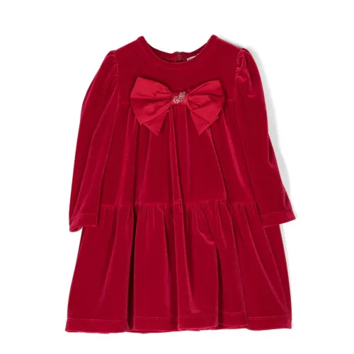 Monnalisa , Red Velvet Dress ,Red female, Sizes: