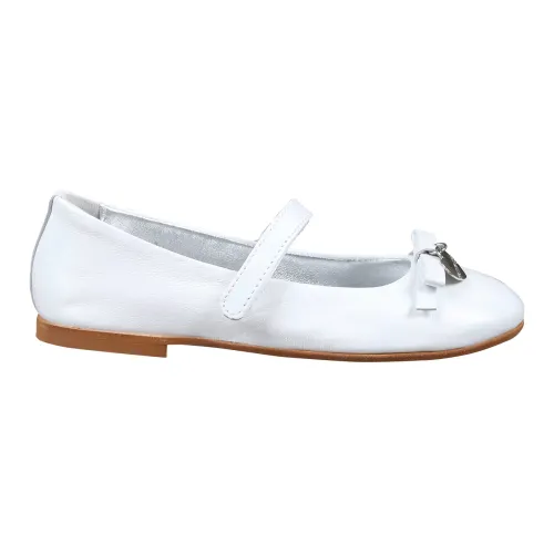 Monnalisa , White Ballet Flats with Velcro Strap ,White female, Sizes: