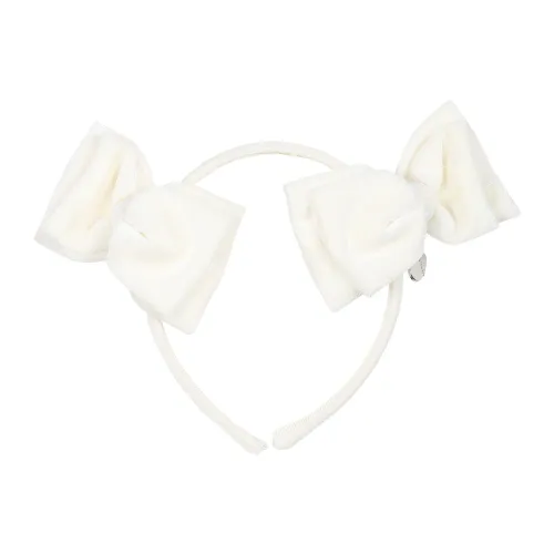 Monnalisa , White Velvet Hairband with Bow Embellishments ,White female, Sizes: ONE