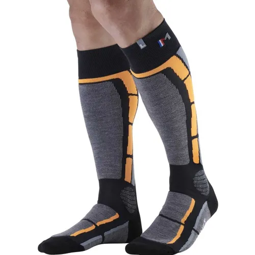 Monnet Backside Ski Socks: Grey/Orange: 37/38