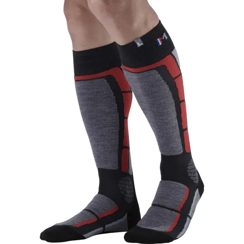 Monnet Backside Ski Socks: Grey/Red: 45/46