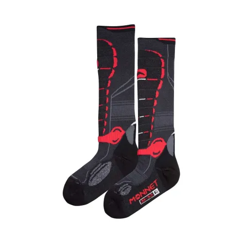 Monnet Kids Energy Hi-Performance Junior Ski Socks: Black/Red: