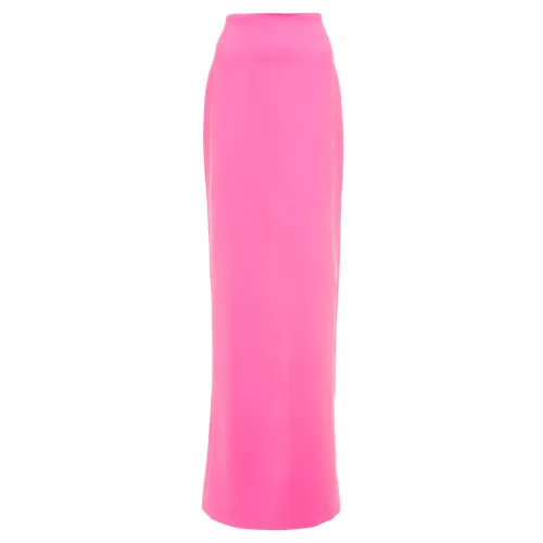 Monot , High-Waisted Polyester Skirt with Back Slit ,Pink female, Sizes: