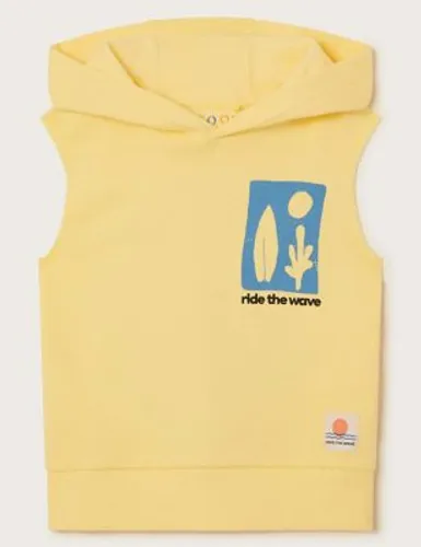 Monsoon Boys Pure Cotton Slogan Print Hoodie (3-13 Yrs) - 9-10Y - Yellow, Yellow