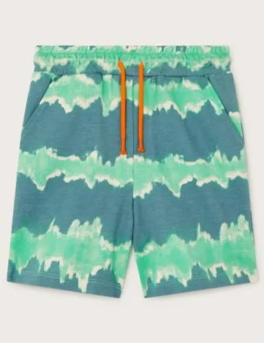 Monsoon Boys Pure Cotton Tie Dye Striped Shorts (3-13 Yrs) - 3-4 Y - Green Mix, Green Mix