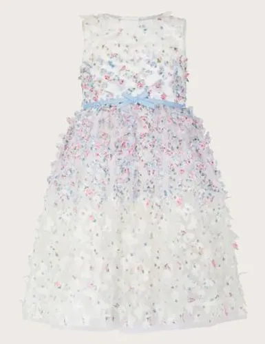 Monsoon Girls Butterfly Tulle Occasion Dress (3-15 Yrs) - 11y - Ivory, Ivory