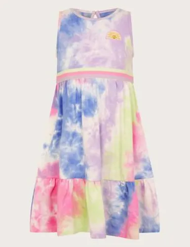 Monsoon Girls Pure Cotton Tie Dye Printed Dress (3-12 Yrs) - 3-4 Y - Multi, Multi