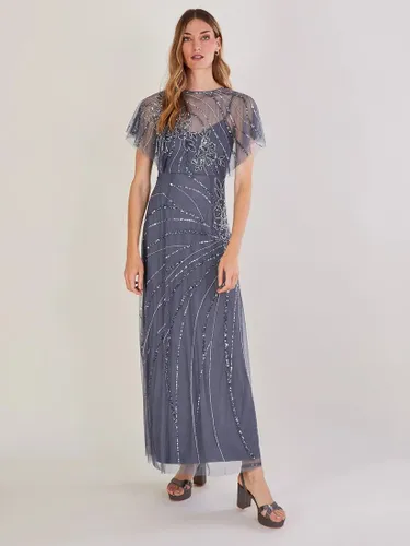 Monsoon Sienna Embellished Maxi Dress - Dark Blue - Female