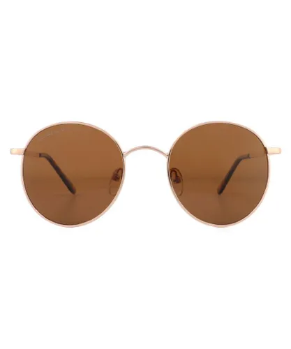 Montana Round Unisex Pink Gold Brown Polarized Sunglasses Metal - One