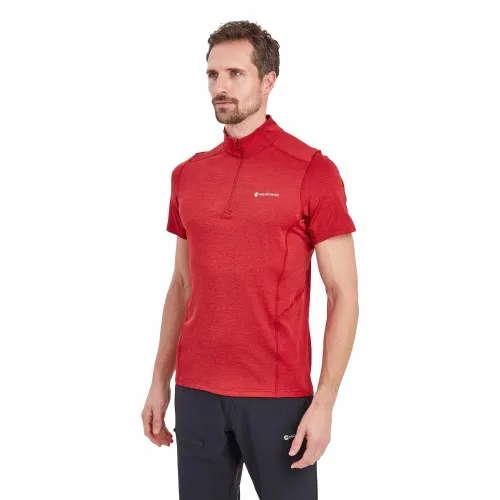 Montane Dart Zip-Neck T-Shirt: Acer Red: XXL Colour: Acer Red