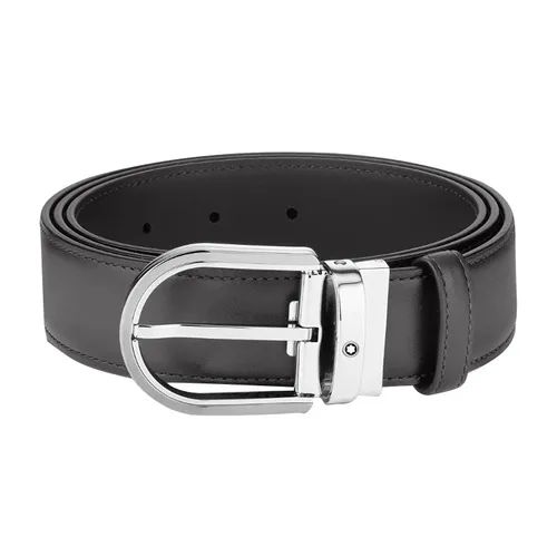Montblanc Horseshoe Buckle 35mm Leather Belt Grey - Grey