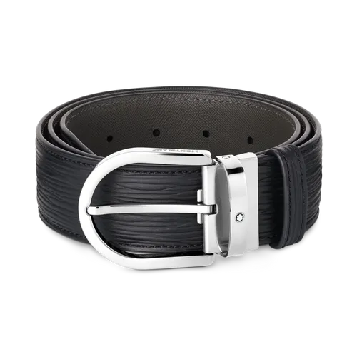 Montblanc Horseshoe Buckle Printed Black 40 mm Leather Belt