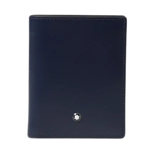 Montblanc , Ink Blue Compact Wallet 6CC ,Blue male, Sizes: ONE SIZE