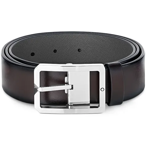 Montblanc Reversible 35mm Leather Belt Brown Grey
