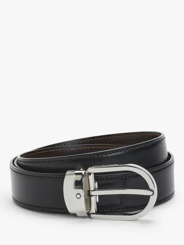 Montblanc Reversible Leather Belt With Palladium Horseshoe Buckle, Black/Brown - Black - Male