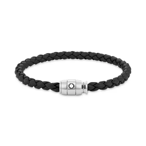 Montblanc Rings Leather Bracelet Black Size S