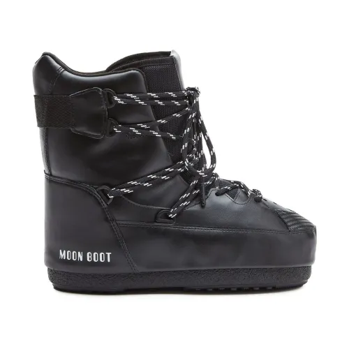Moon Boot , Black Logo Boots with Adjustable Lace-up ,Black female, Sizes: