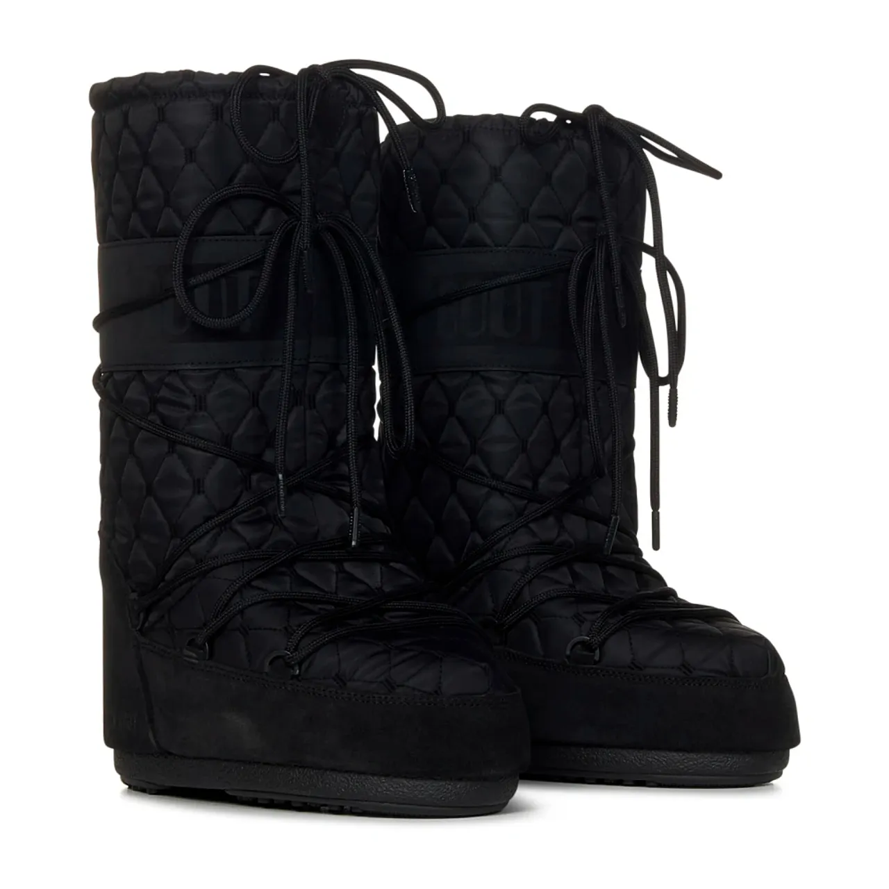 Moon Boot , Black Slip-On Boots with Logo Print Panel ,Black female, Sizes: