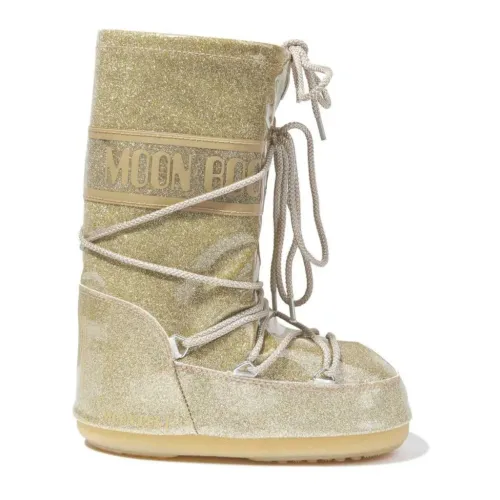 Moon Boot , Golden Waterproof Icon Flat Shoes ,Beige female, Sizes:
