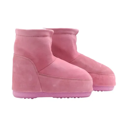 Moon Boot , Pink Suede Snow Boots - Laceless &amp Water-Repellent ,Pink female, Sizes: