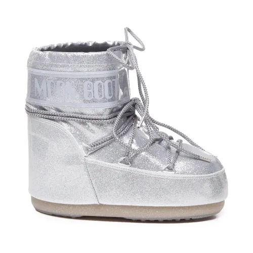 Moon Boot , Silver Boots with Cotton Blend ,Gray female, Sizes: