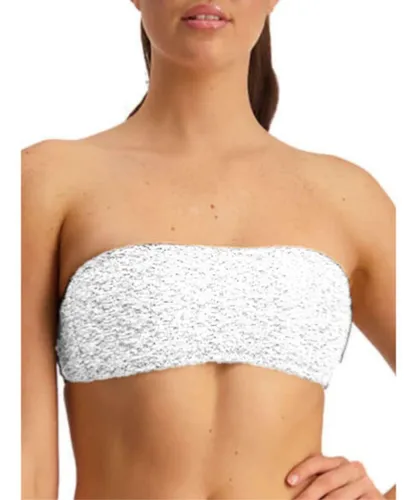 Moontide Womens Metallic Chic Triangle Bikini Top White Polyamide