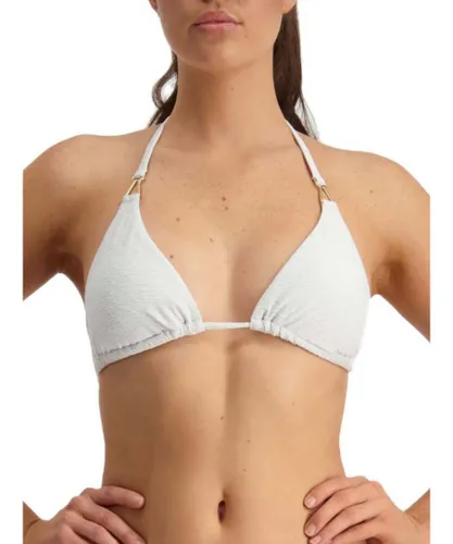 Moontide Womens Metallic Chic Triangle Bikini Top White Polyamide