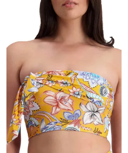 Moontide Womens Sunshine Bloom Soft Tube Bikini Top Golden - Yellow Polyamide