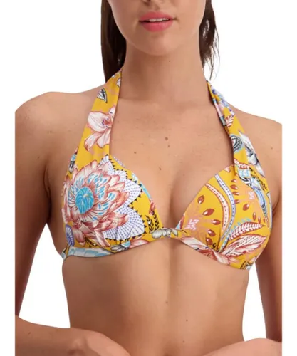 Moontide Womens Sunshine Bloom Triangle Bikini Top Golden - Yellow Polyamide