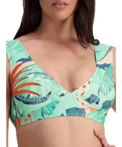 Moontide Womens Tropical Vibes V Neck Tank Top Mint - Green Polyamide