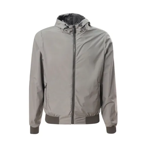 Moorer , Marble Zip Hooded Coat ,Gray male, Sizes: