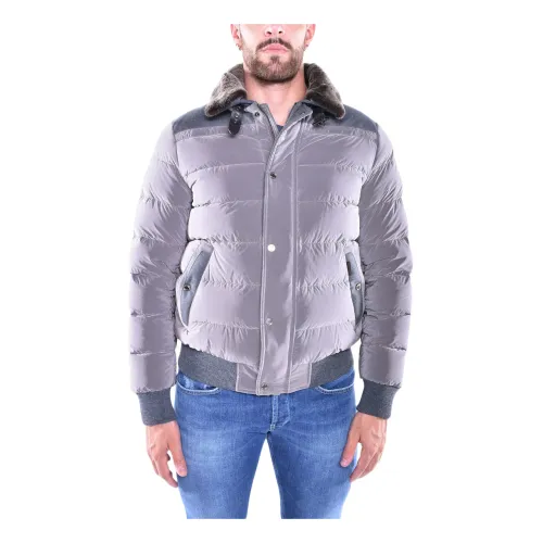 Moorer , Quilted Feather and Wool Bomber with Detachable Fur ,Multicolor male, Sizes: