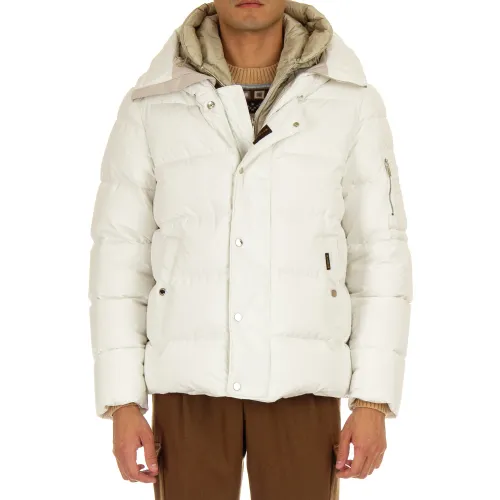 Moorer , White Puffer Coat with Detachable Inner Vest ,White male, Sizes: