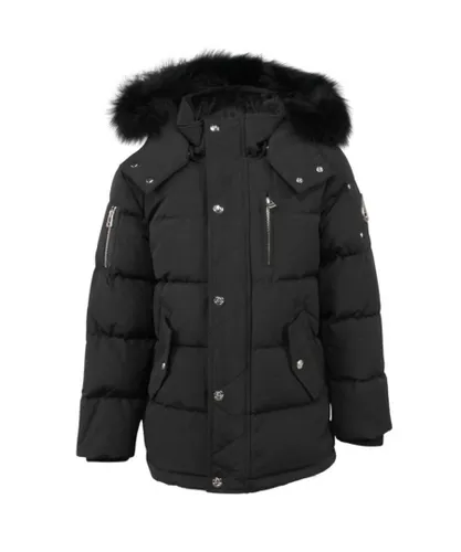 Moose Knuckles Boys Kids Unisex 3q Fur Jacket Black Cotton