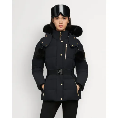 Moose Knuckles , Gold Cambria Shearling Winter Jacket ,Black female, Sizes: