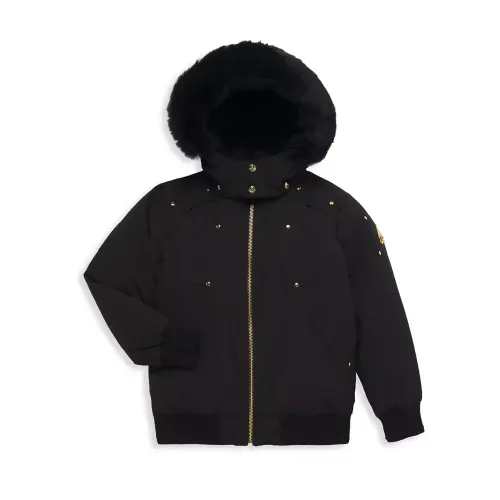 Moose Knuckles , Kids Gold Bomber with Shearling ,Black unisex, Sizes: