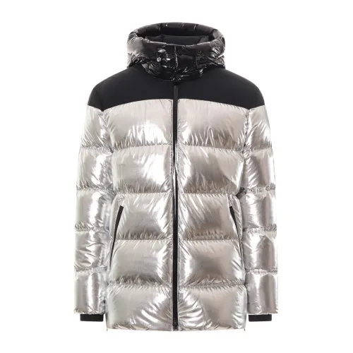 Moose Knuckles , Silver Aw23 Men's Jackets & Coats ,Gray male, Sizes: