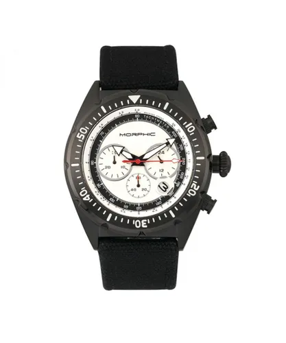 Morphic Mens M53 Series Chronograph Fiber-Weaved Leather-Band Watch w/Date - Silver Stainless Steel - One Size