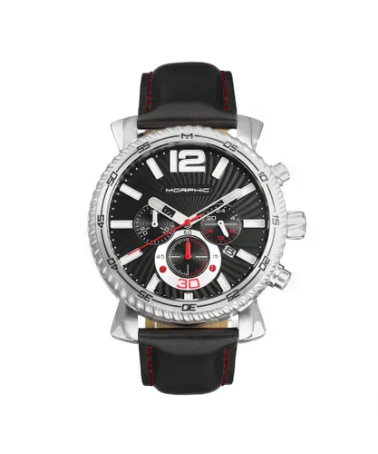 Morphic Mens M89 Series Chronograph Leather-Band Watch w/Date - Black Stainless Steel - One Size