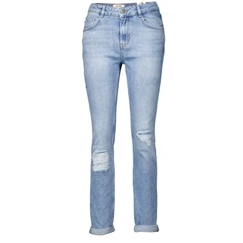 MOS Mosh , Blue Cropped Jeans with Destroyed Details ,Blue female, Sizes: